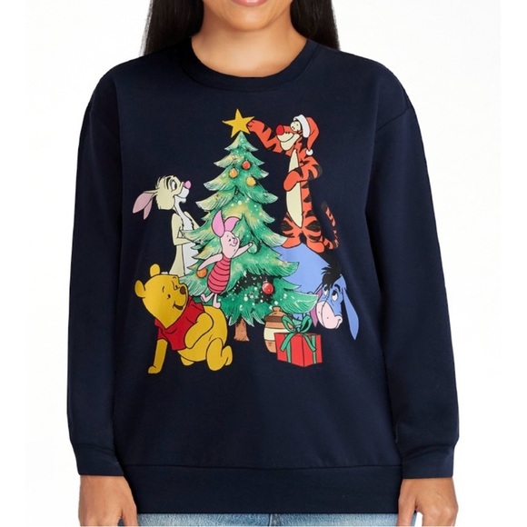 Disney Tops - Disney Winnie the Pooh Navy Holiday Light-up Sweatshirt NWT